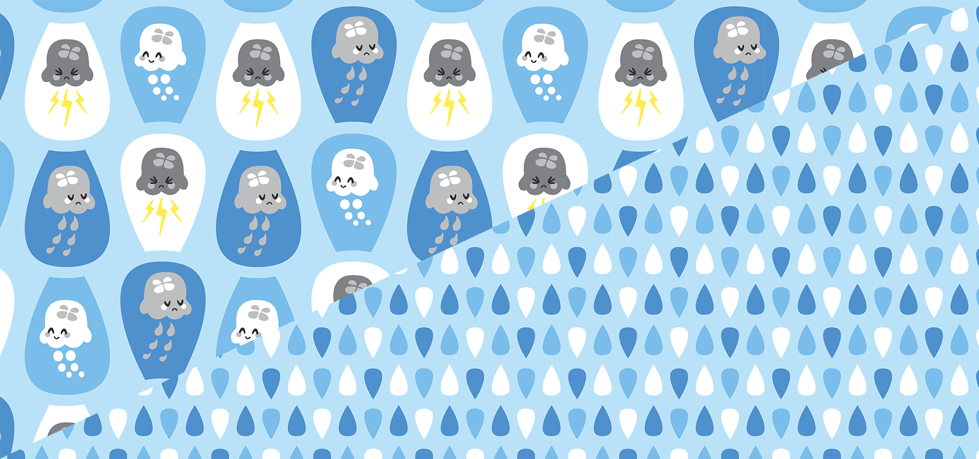 Collection motifs méduses météo et gouttes