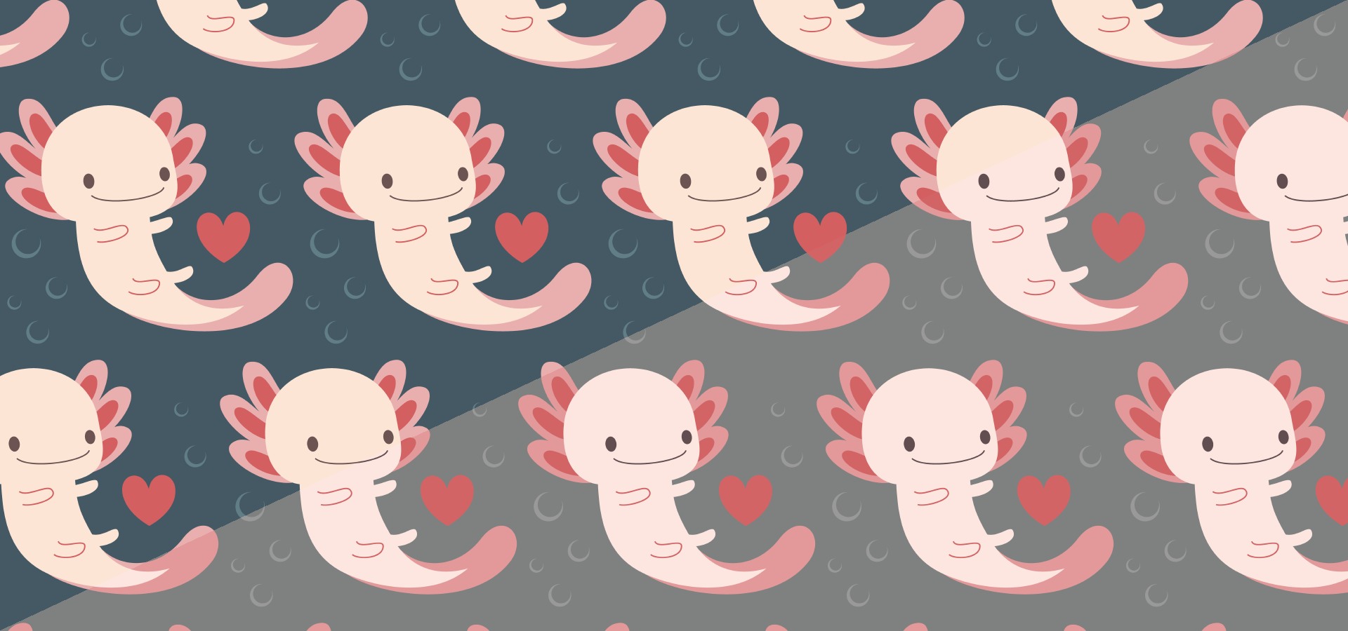 axolotls hearts bubbles pattern collection