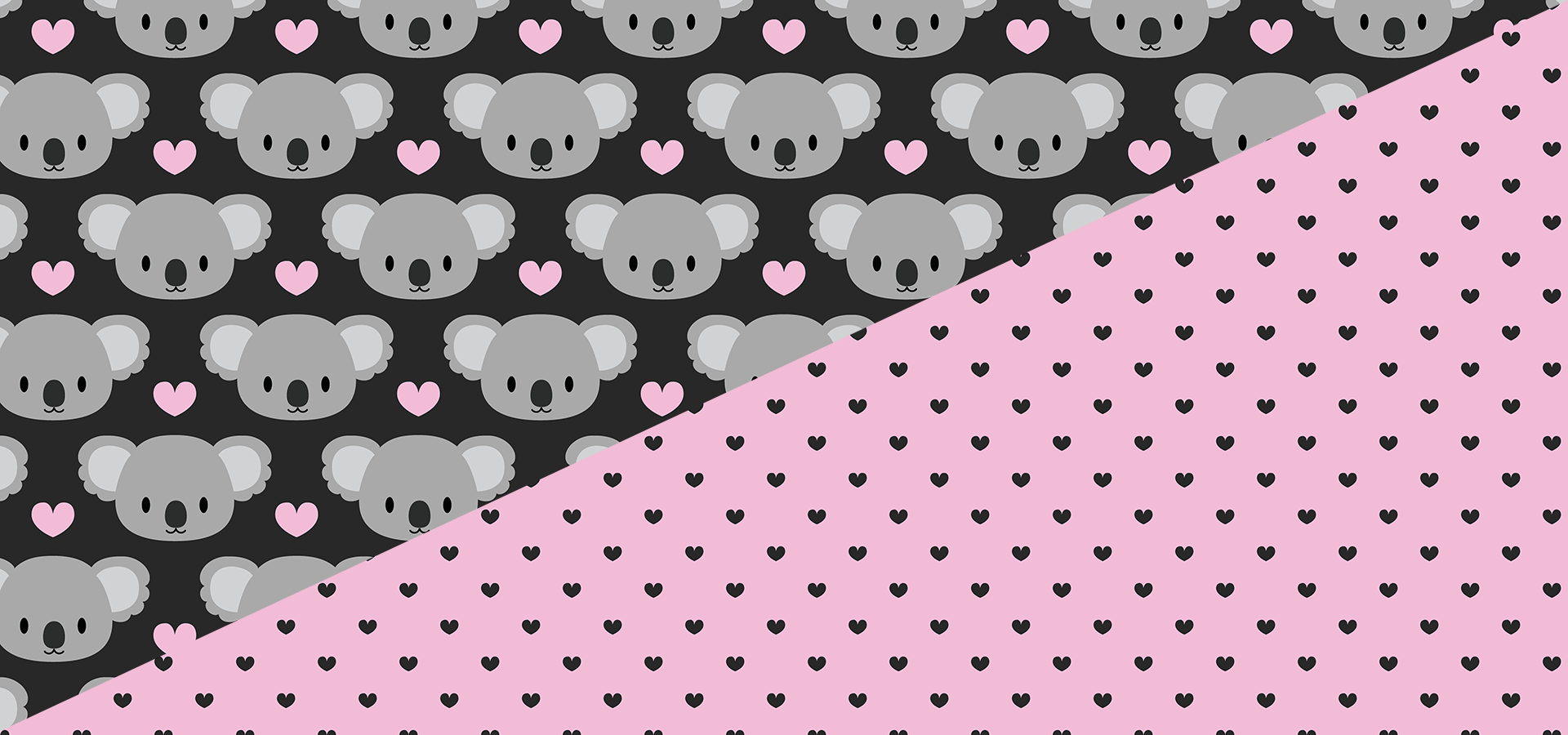 Cute koalas and tiny hearts pattern collection