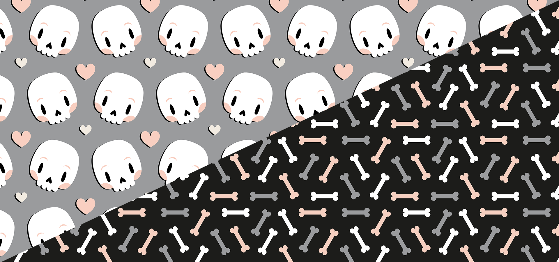 skulls in love pattern collection