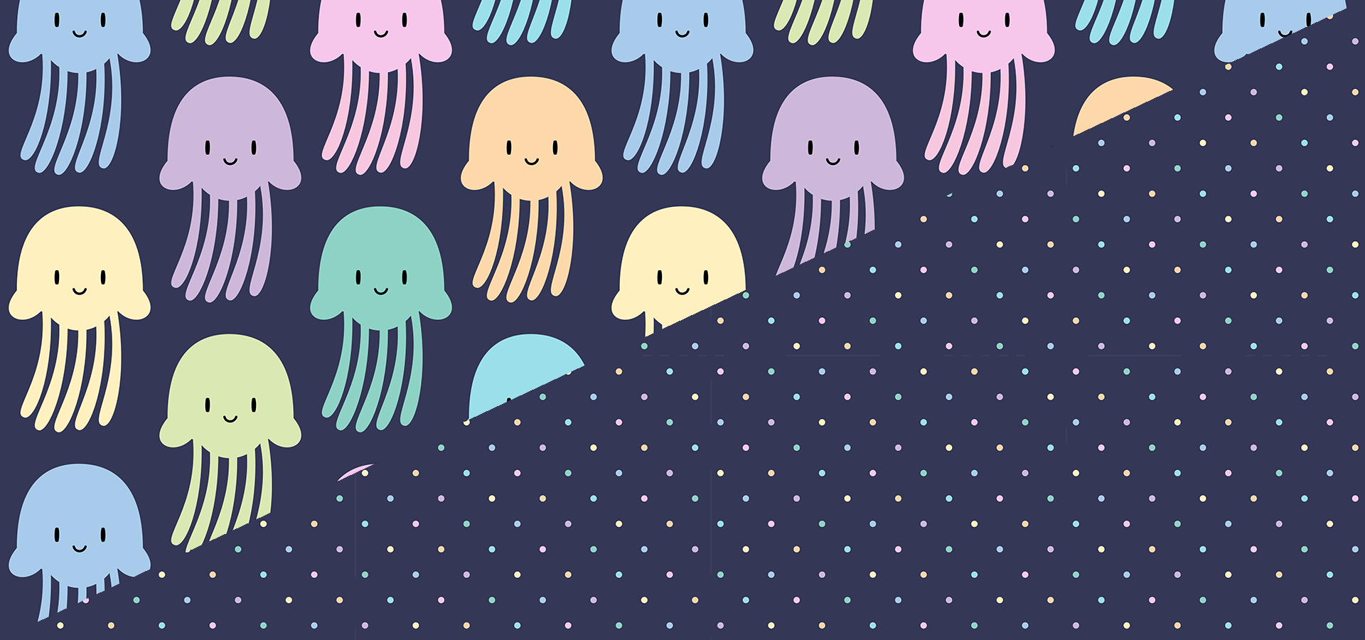 cute colorful jellyfishes pattern collection by petits pixels