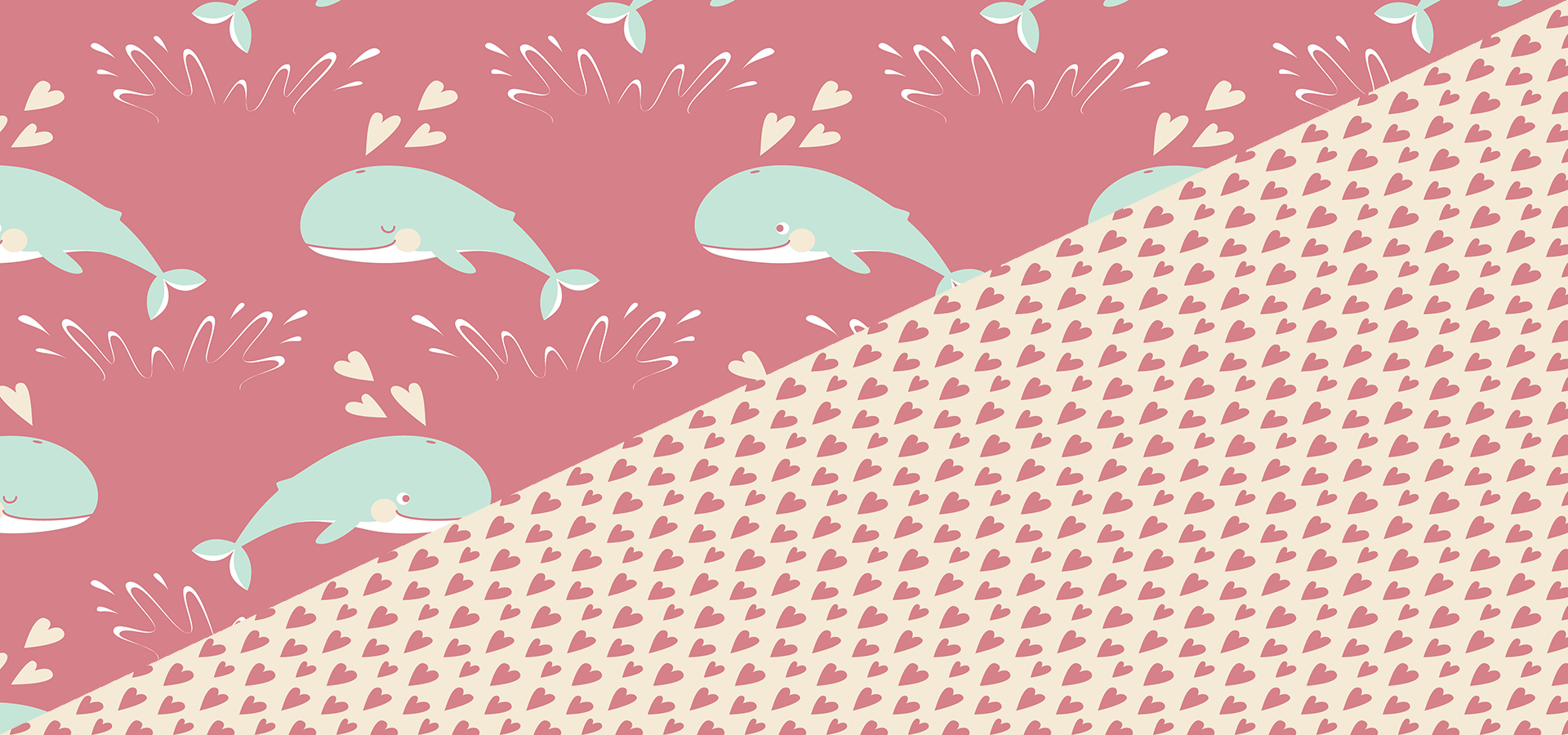 cute jumping whales pattern collection by petits pixels
