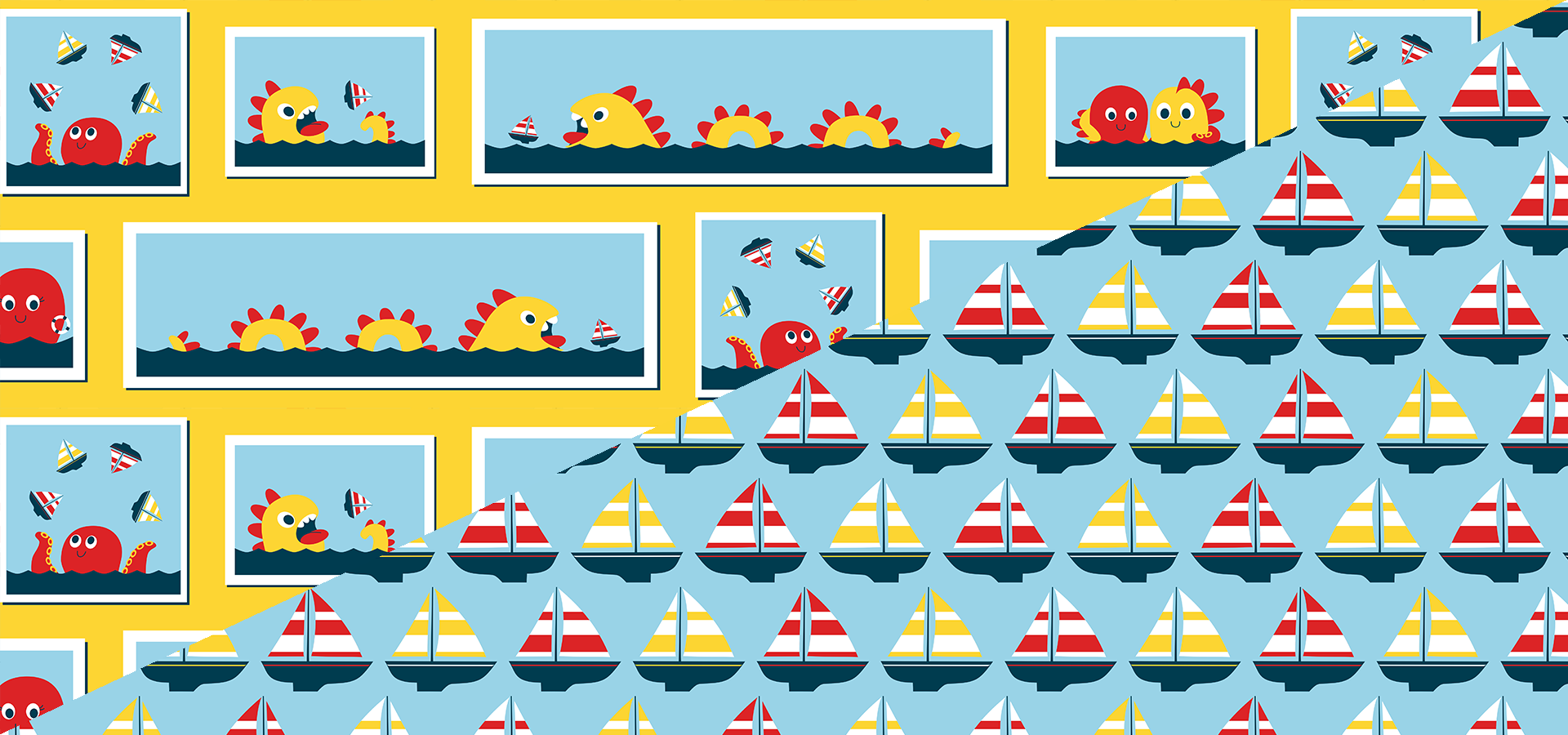 sailboats and monsters pattern collection