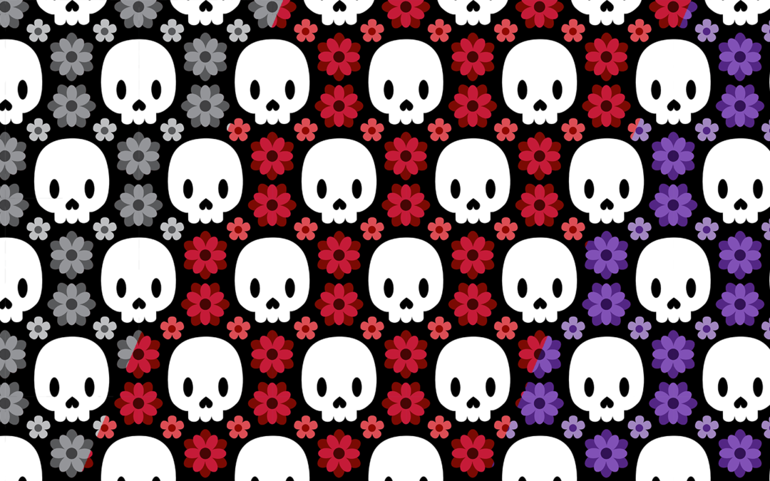 Flowers and skulls