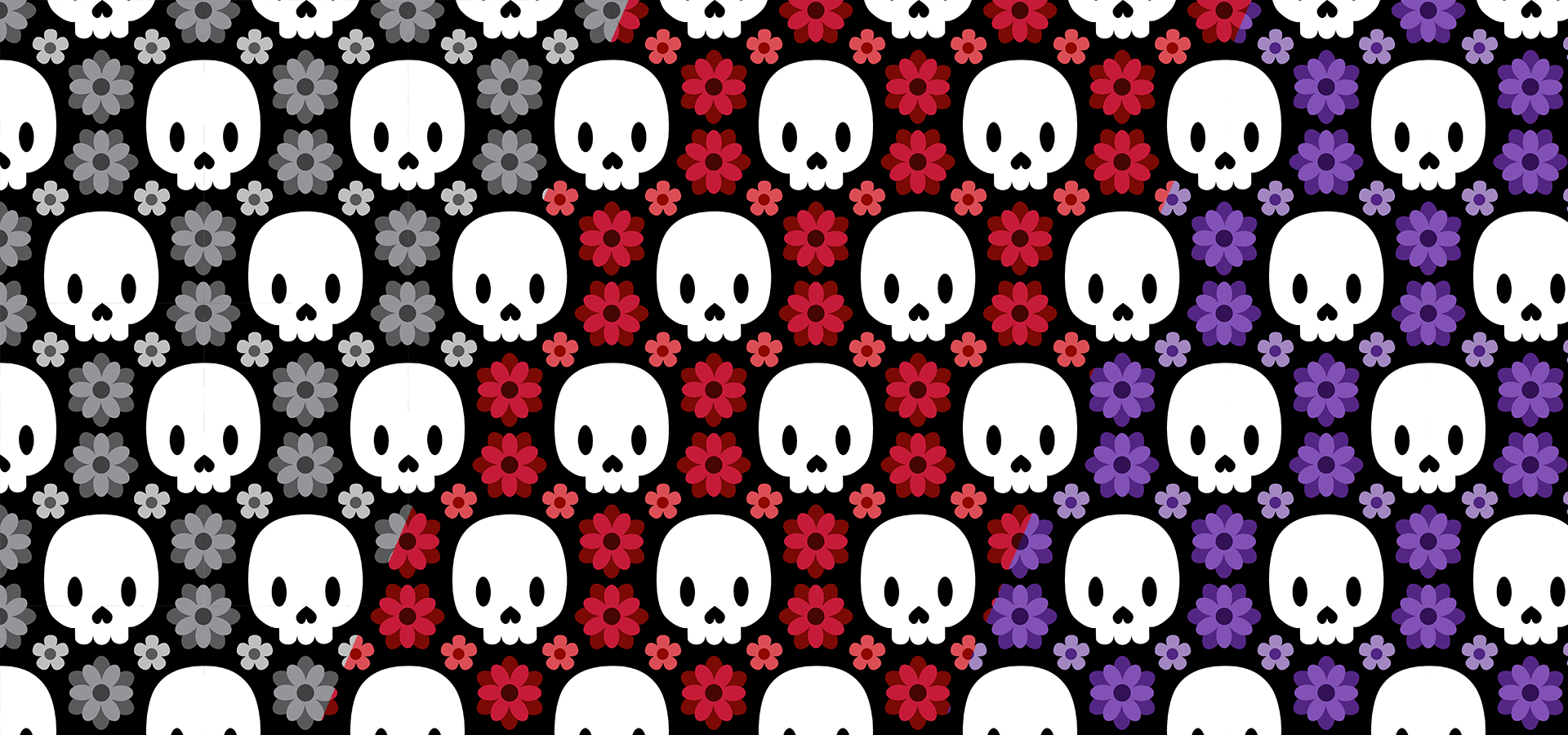 Collection de motifs crânes et fleurs