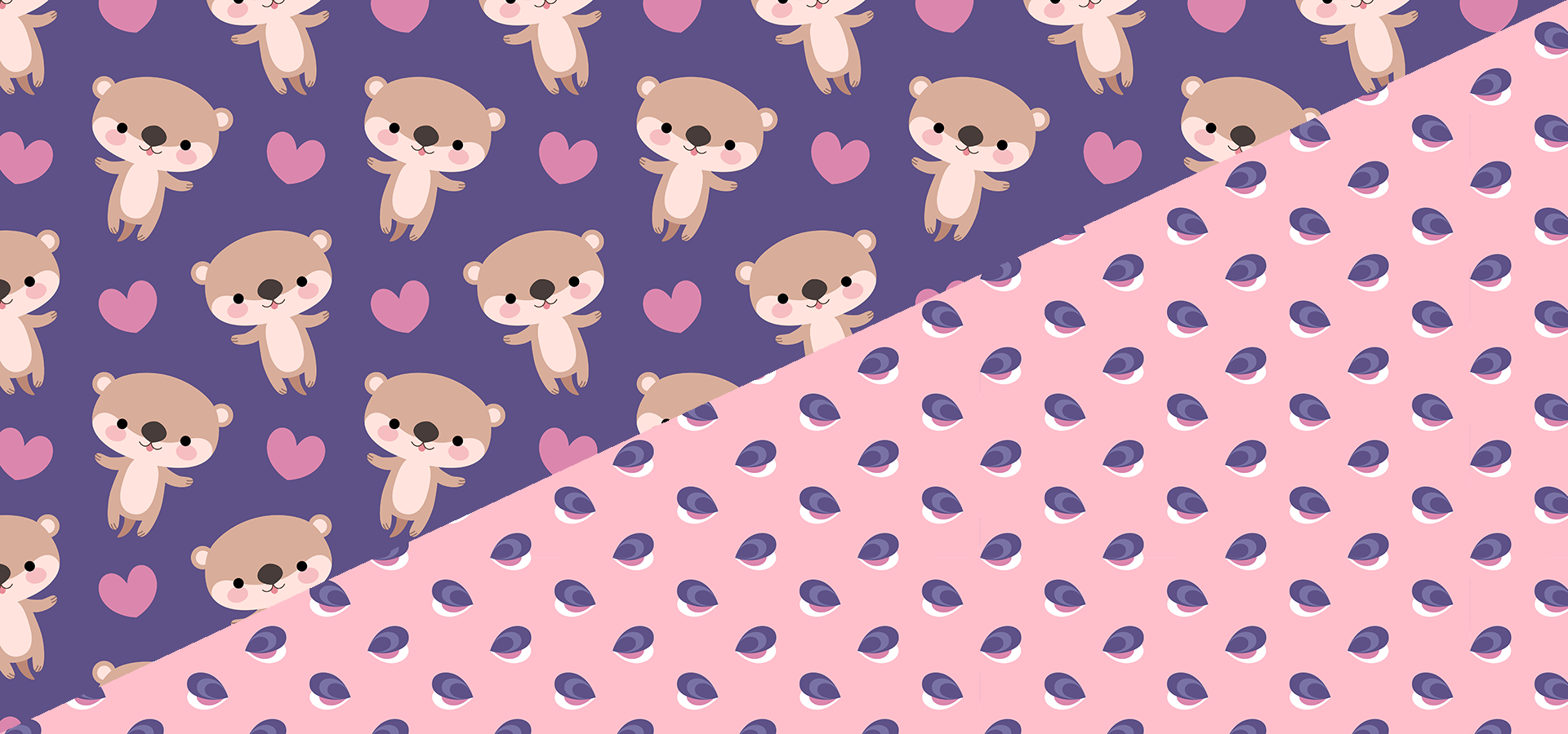 Collection de motifs loutres kawaii