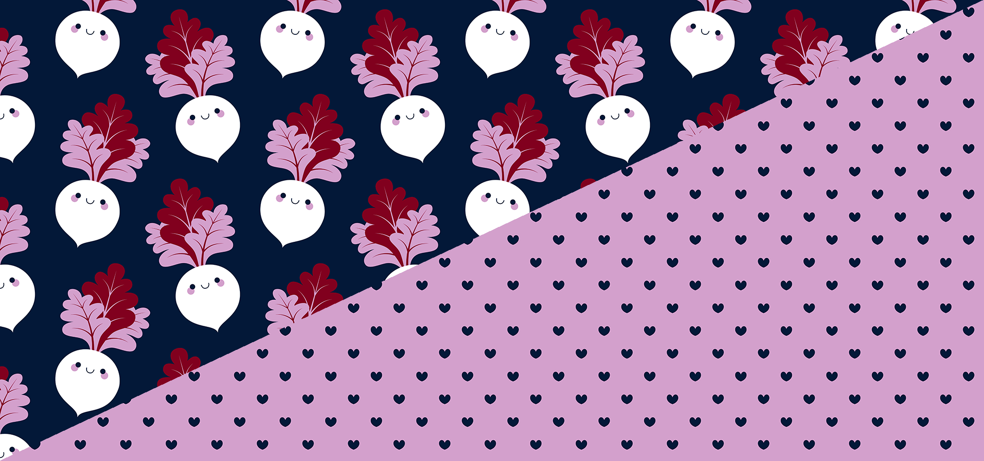 Collection de motifs petites betteraves blanches à croquer