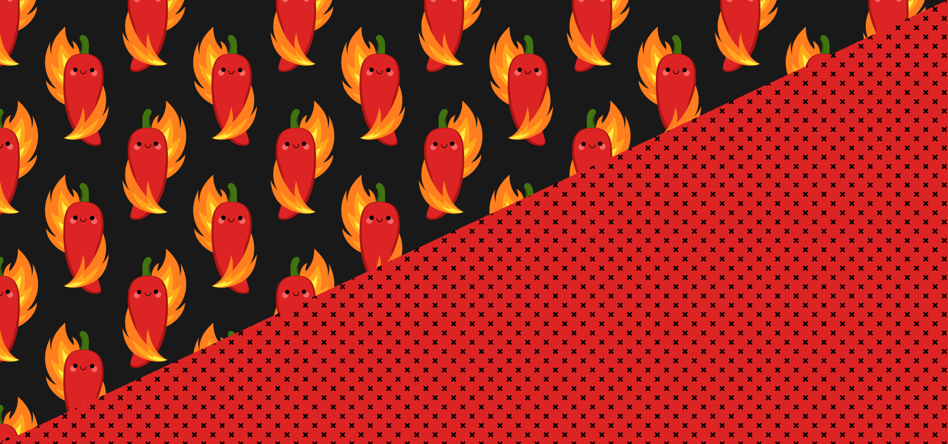Collection de motifs petits piments rouges et flammes