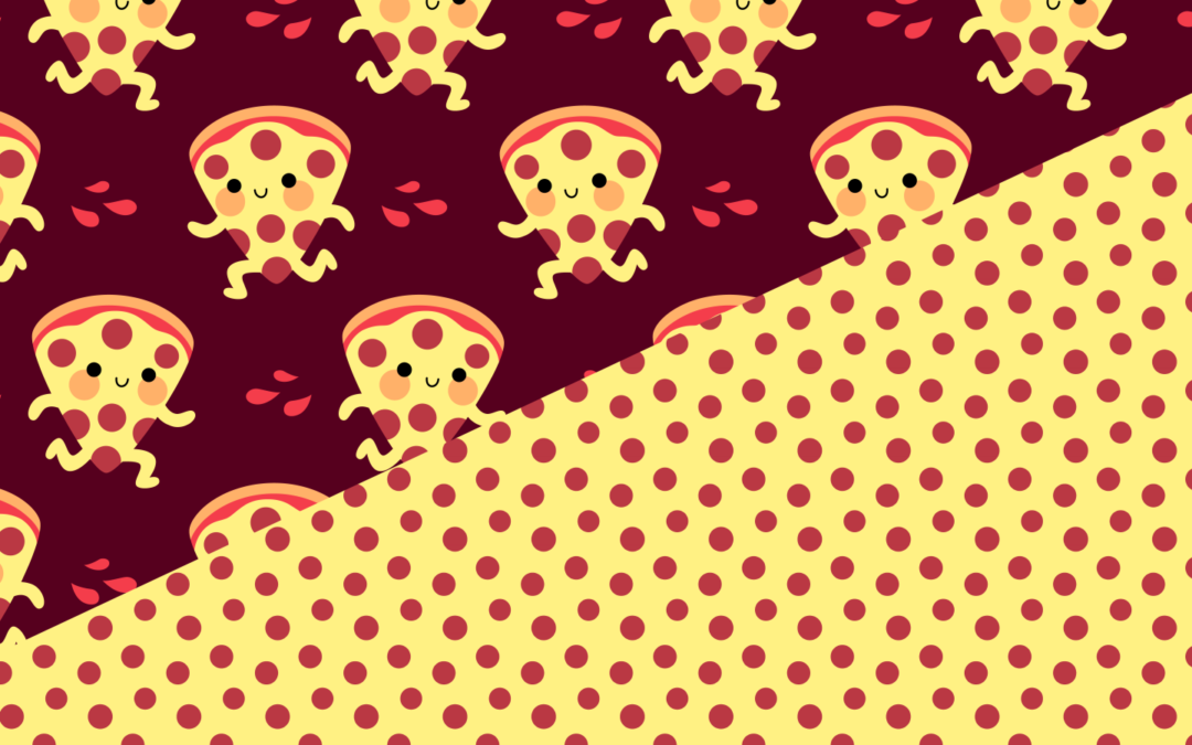 Cute pizza running and pepperoni dots