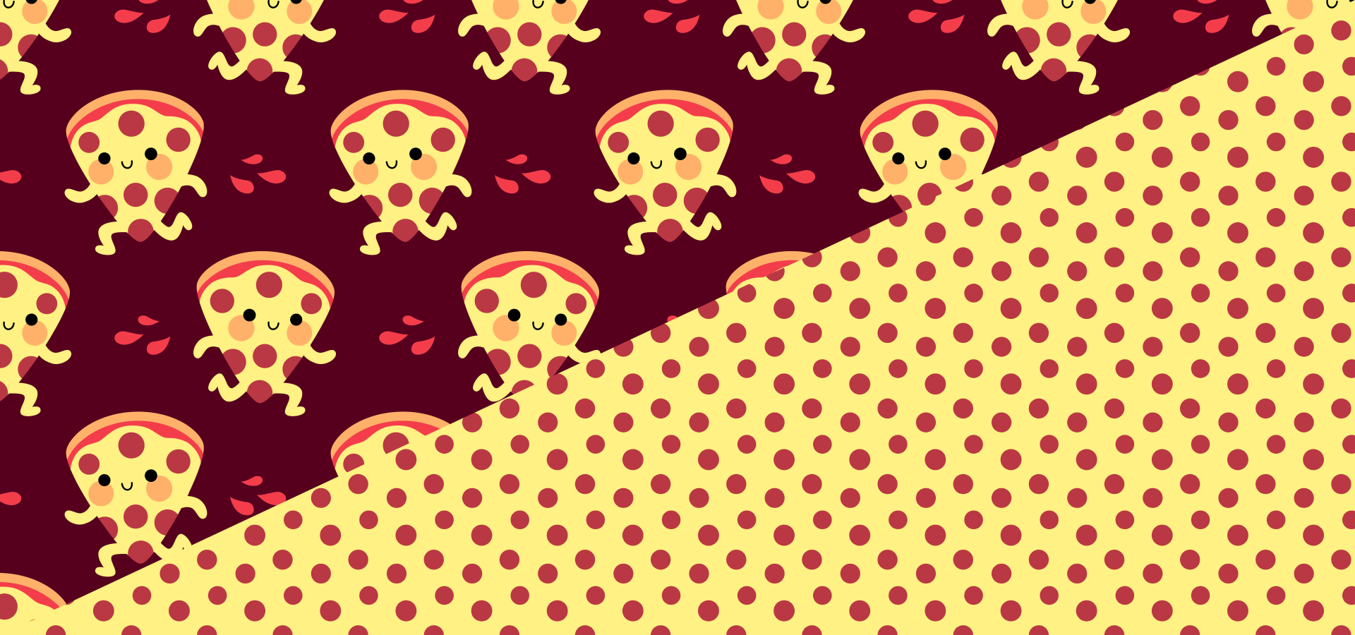 Cute pizza running and pepperoni dots - Petits Pixels