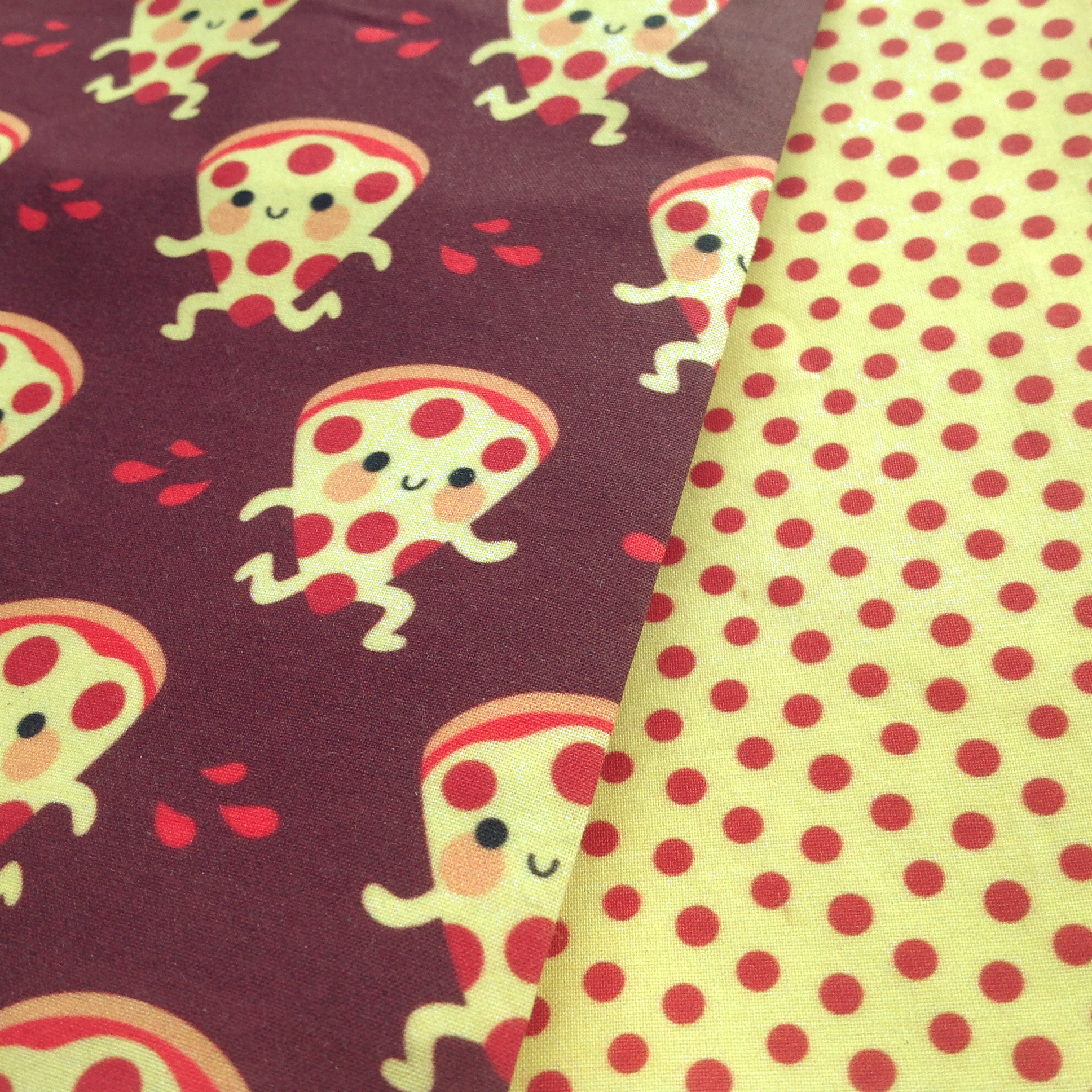cute pizza running fabric duo