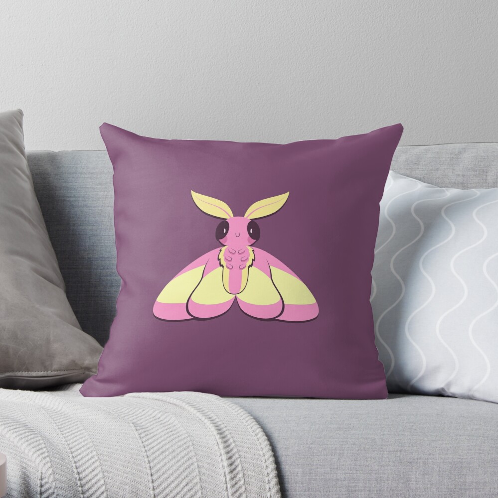 Rosy mapple moth throw pillow