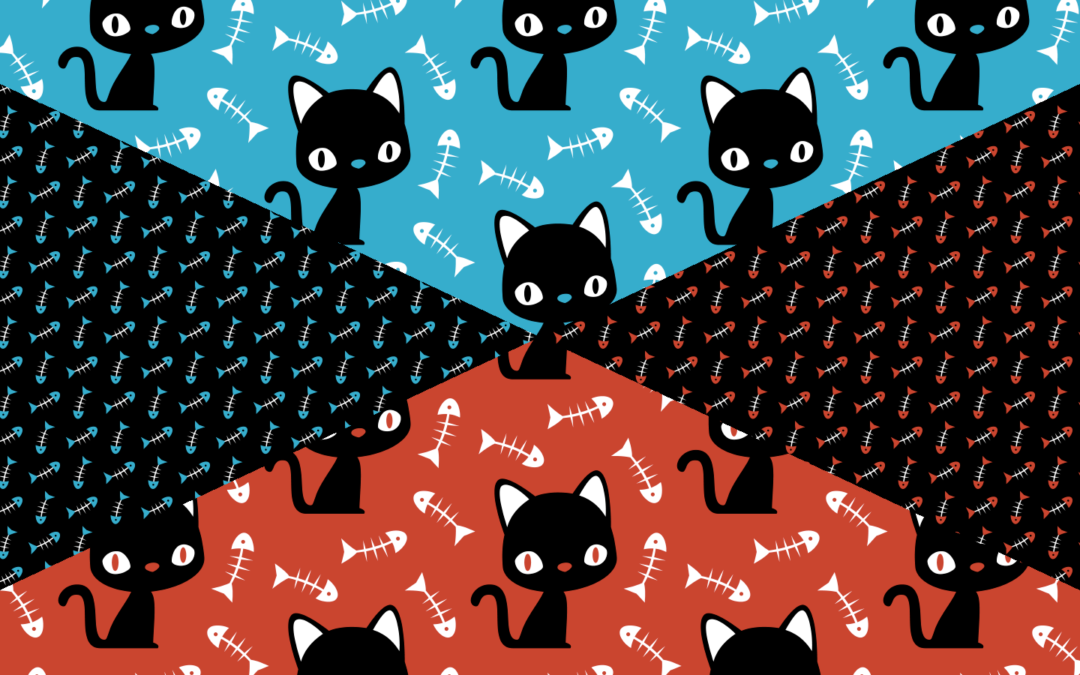 Petits chats noirs et arêtes de poisson