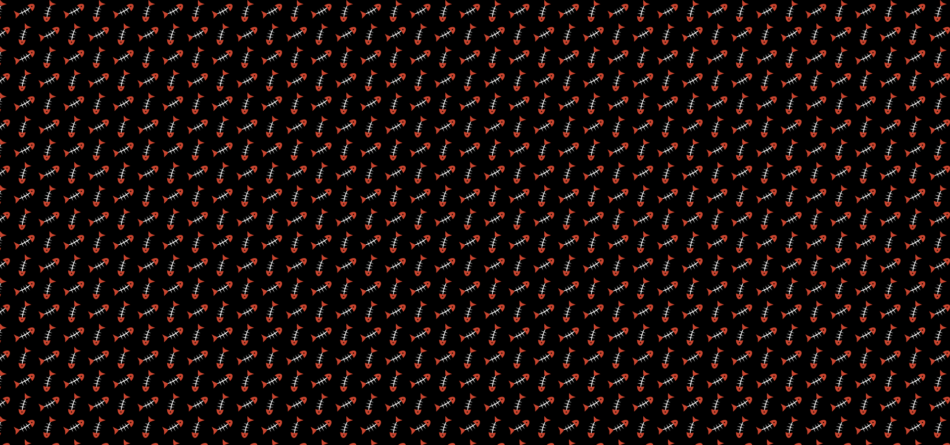 Red fishbones on black pattern