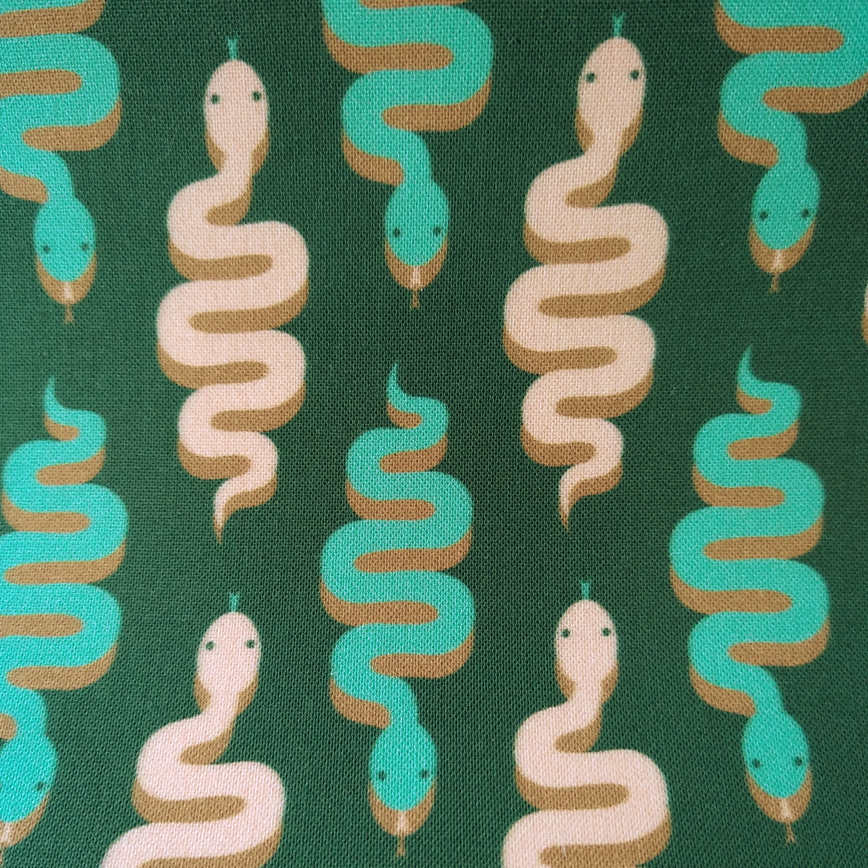 Pink green snakes fabric
