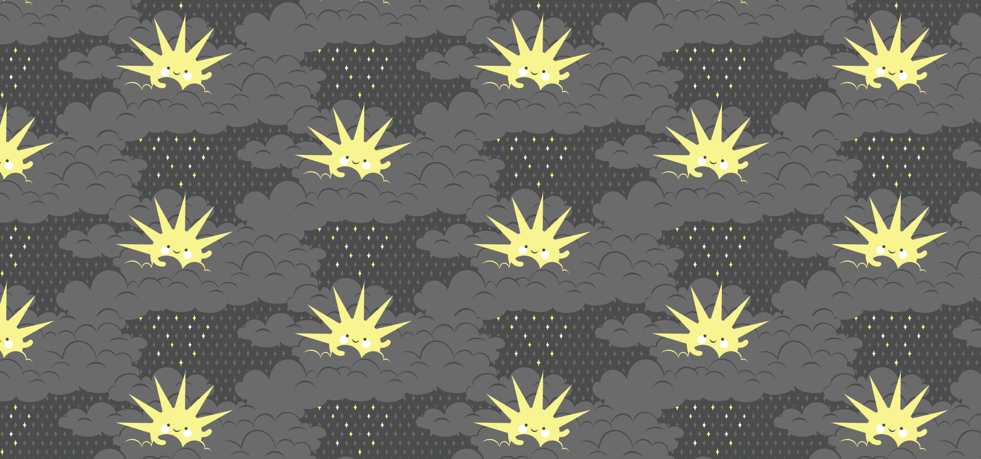 Happy sun in a sea of gray clouds pattern